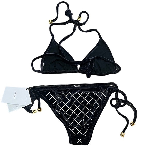 BALMAIN***Crystals on Black Velvet Bikini**F36 US 4 $846 - Picture 4 of 6